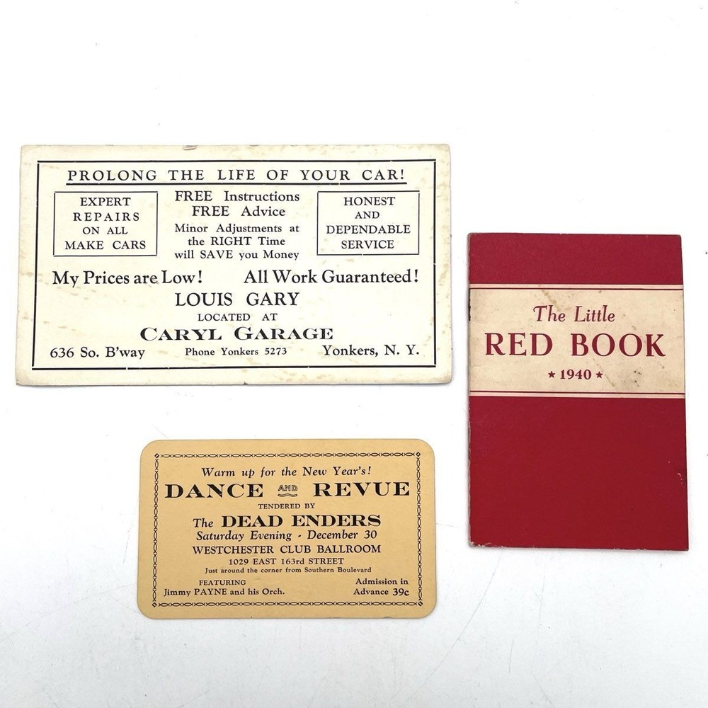 Vintage 1940 Little Red Book NYC Telephone Diary Dance Card Ephemera Lot